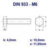 M6 Hex Bolts with External Hex Drive, V2A Stainless Steel, DIN 933 (200, M6 x 25 mm) view 4