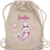 Drawstring Backpack – Mermaid Design – One Size – Natural White view 1