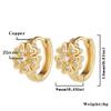 Women's Gold Round Plum Blossom Cubic Zirconia Hinged Earrings view 2
