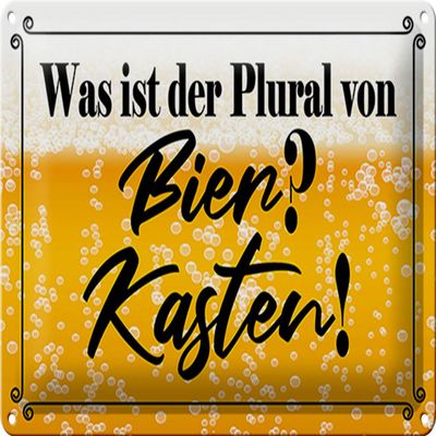 Femer Metal Sign 30 x 20 cm: What Is the Plural of Beer?