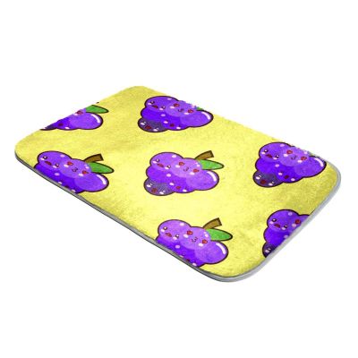 Ultra-Soft Plush Shag Faux Fur Rug, Purple Kissing Grapes Pattern, Yellow
