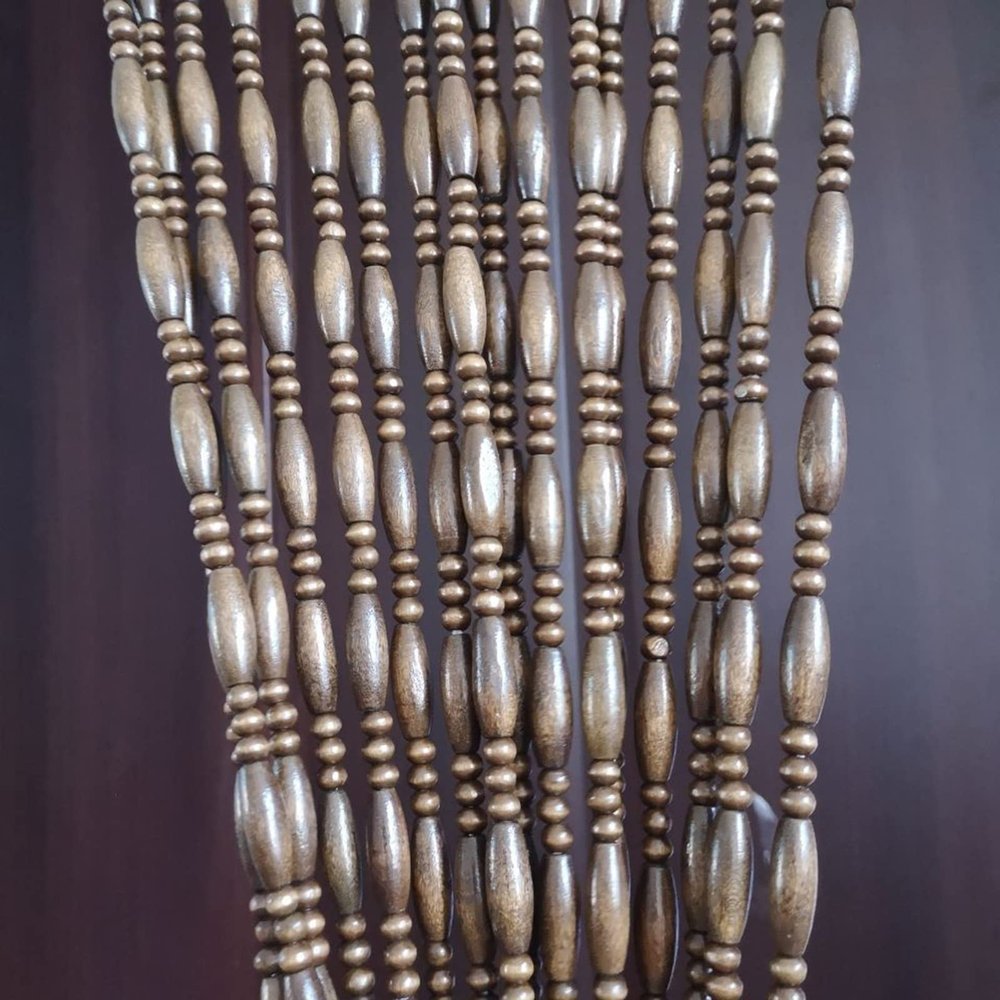 LEOSXA Natural Bamboo Beaded Door Curtain, Room Divider, Fly Curtain, Wall Hanging, 46 Strands