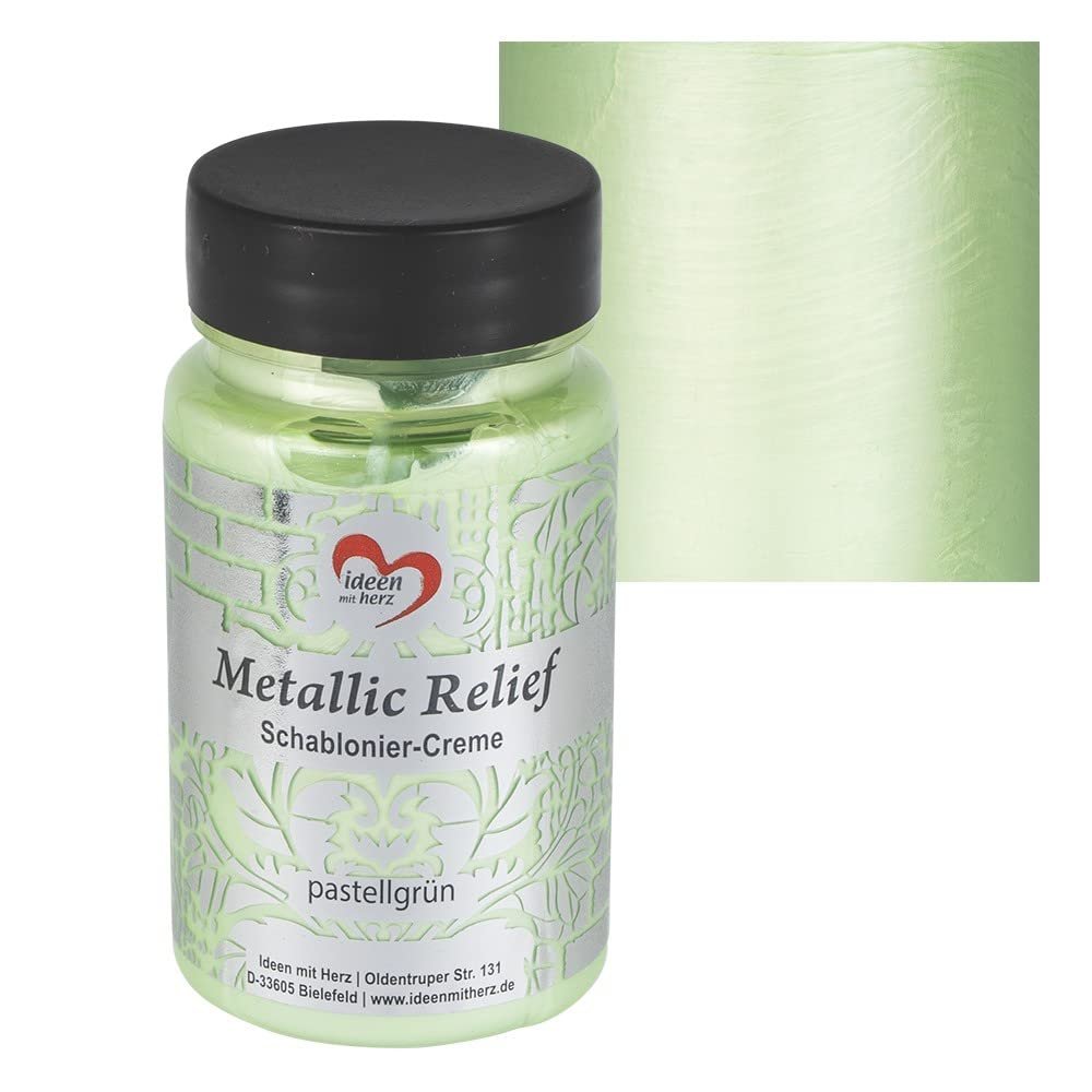 Ideen mit Herz Metallic Relief Stenciling Cream, Pastel Green, 90 ml