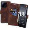 Suncase Book-Style Genuine Leather Case for Xiaomi 13 Pro 5G, Slim-Fit, Antique Coffee view 1