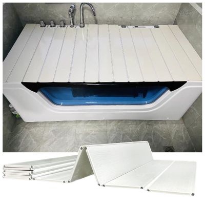 Folding PVC Bathtub Cover & Caddy Tray, 0.6 cm, White