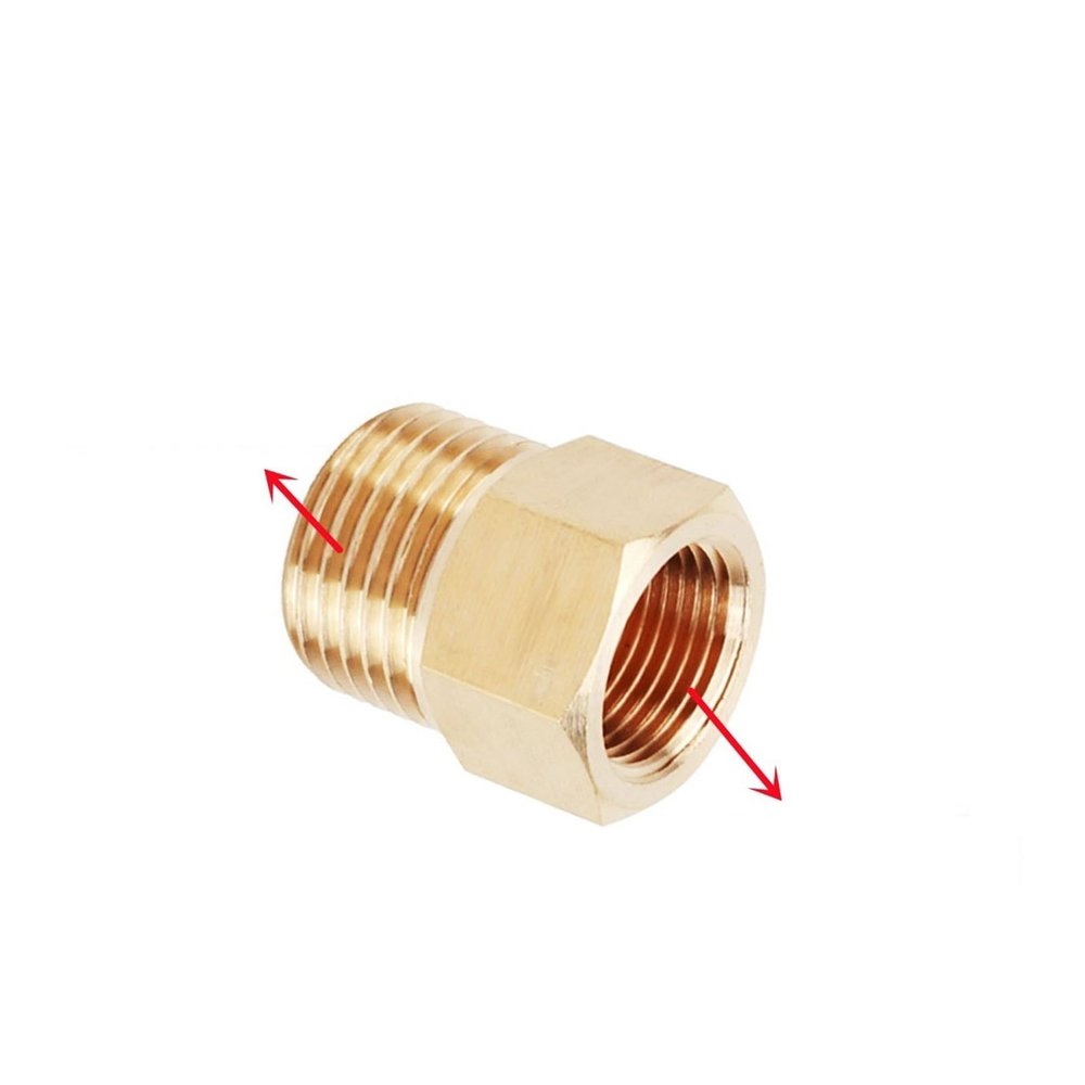 Artemisia 1pc Brass BSP Adapter, Hex Nipple, Reducing Hex Bushing, Male-to-Female, G1 to 3/8 BSP