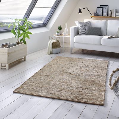 TacaHome Handwoven Pure New Wool Rug, Scandinavian Design, Sand Multi, 70 x 130 cm