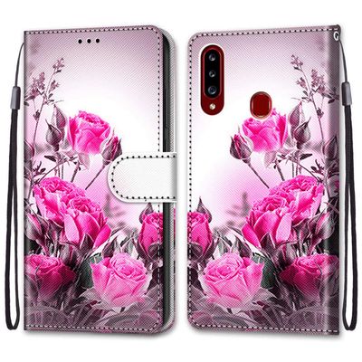 VQWQ Leather Phone Case for Samsung Galaxy A20S, Card Holder, Colorful Pink