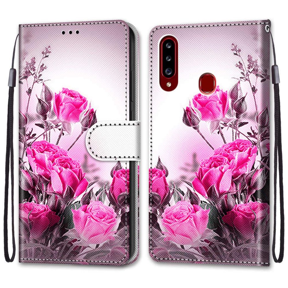 VQWQ Leather Phone Case for Samsung Galaxy A20S, Card Holder, Colorful Pink