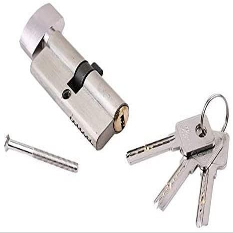 DELICK Thumb-Turn Euro Cylinder Lock, Anti-Theft Brass Door Lock, Silver