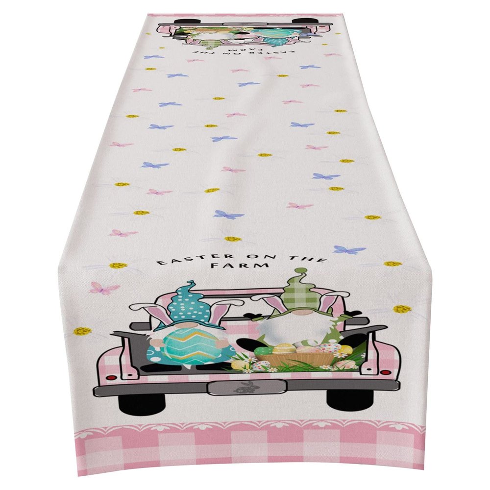 Kielsjajd Easter Spring Table Runner with Eggs and Bunny, 33 x 183 cm (E-017)