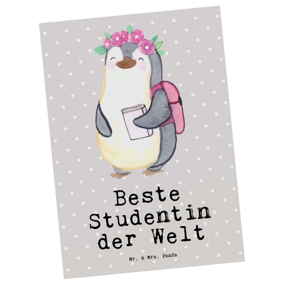 Mr. & Mrs. Panda Postcard, Penguin – World's Best Female Student