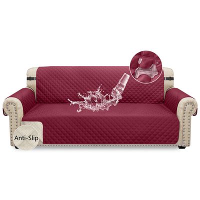 Granbest Waterproof 3-Seater Sofa Cover, Non-Slip, Washable, Wine Red