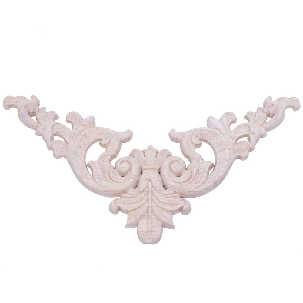 Josenidny 20 x 20 cm Rubberwood Oak-Carved Corner Onlay Cabinet Applique, Unfinished
