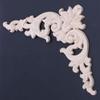 Josenidny 20 x 20 cm Rubberwood Oak-Carved Corner Onlay Cabinet Applique, Unfinished view 2