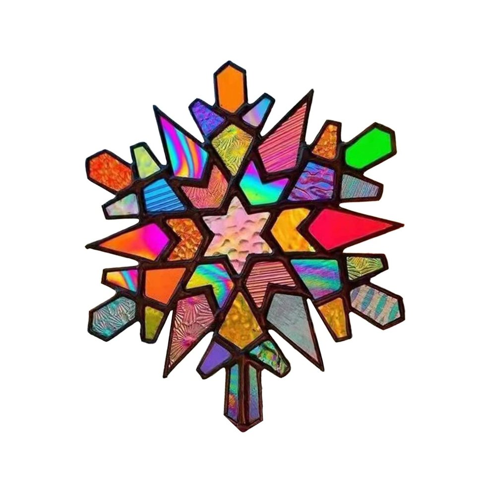 Stained Glass Window Hanging, Honeycomb, Multicolor Butterfly and Bee Garden Ornament, #1 (A, One Size)