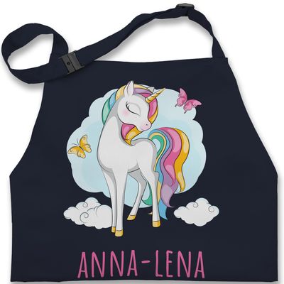 Personalized Unicorn Kids' Apron with Name, Navy Blue, Ages 7–14