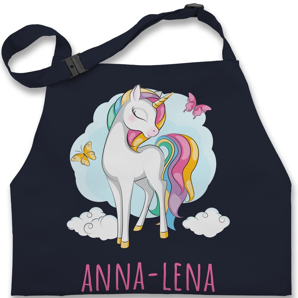 Personalized Unicorn Kids' Apron with Name, Navy Blue, Ages 7–14