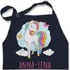 Personalized Unicorn Kids' Apron with Name, Navy Blue, Ages 7–14 view 1