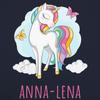 Personalized Unicorn Kids' Apron with Name, Navy Blue, Ages 7–14 view 2