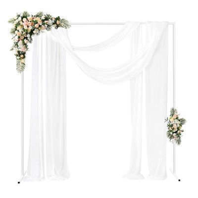 Freestanding Square Metal Wedding Arch Frame, 6.6 ft, White