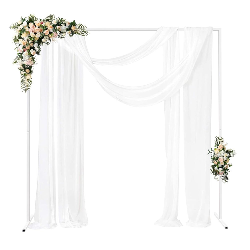 Freestanding Square Metal Wedding Arch Frame, 6.6 ft, White