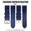 COEPMG 22 mm/24 mm/26 mm Natural Rubber Watch Band for Panerai Luminor PAM441, Black/Blue/Orange, Waterproof, 24 mm, Agate view 3
