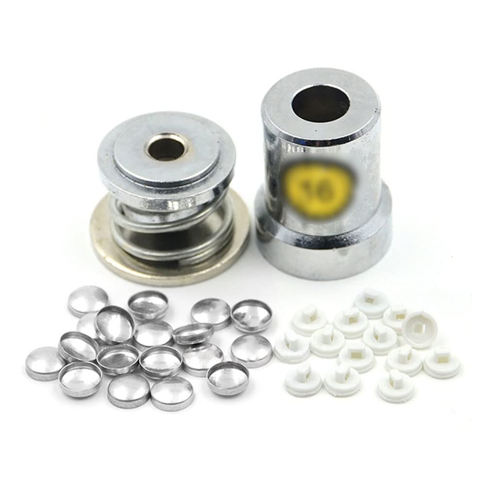 100-Piece Aluminum Round Fabric-Covered Buttons with Plastic Backs and 1 Tool, #16