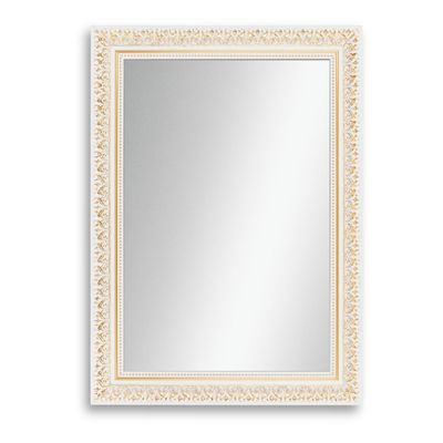 CLAMARO “Friedrich” Antique Wall Mirror 55 x 100 cm with Frame | White Gold | Shabby Chic Vintage Baroque Mirror with Wooden Frame | Includes Metal Hangers and Mounting Hardware
