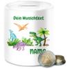 Personalized Dinosaur Piggy Bank for Kids, Ceramic, White view 1
