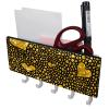 Wall-Mounted Mail Organizer and Key Holder with Hooks, Black with Gold-Dot Heart view 2
