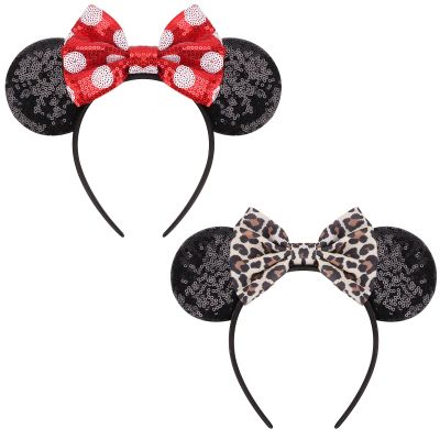DRESHOW Glitter Mouse Ear Bow Headbands for Women