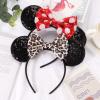 DRESHOW Glitter Mouse Ear Bow Headbands for Women view 2