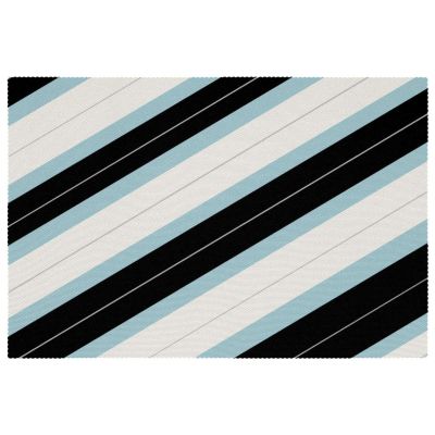 Washable Fabric Placemats, Set of 6, Black and White Stripes