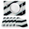 Washable Fabric Placemats, Set of 6, Black and White Stripes view 2