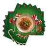 Fabric Placemats, Washable Dining Table Placemats, Set of 6, Merry Christmas Lollipop Candy Green Red view 2