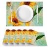 Non-Slip Insulated Washable Placemat, Vintage Retro Sunflower Spring Butterfly Print view 2