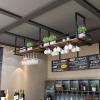 Ceiling-Mounted Bottle Rack with Hanging Wine Glass Holder, 100 x 30 view 1