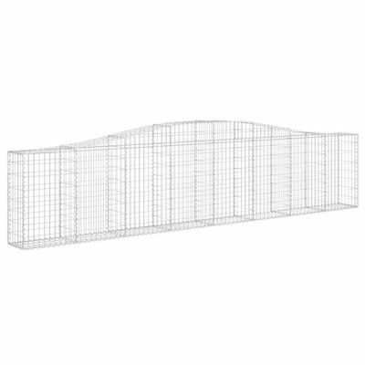 vidaXL Gabion Baskets with High Arch, 8 pcs., 400 x 30 x 80/100 cm, Galvanized Iron