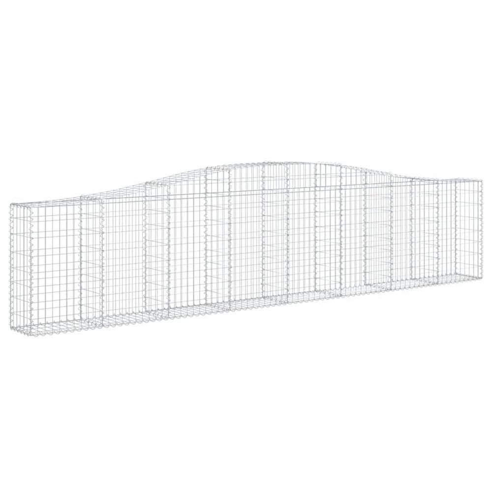 vidaXL Gabion Baskets with High Arch, 8 pcs., 400 x 30 x 80/100 cm, Galvanized Iron