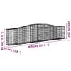 vidaXL Gabion Baskets with High Arch, 8 pcs., 400 x 30 x 80/100 cm, Galvanized Iron view 3