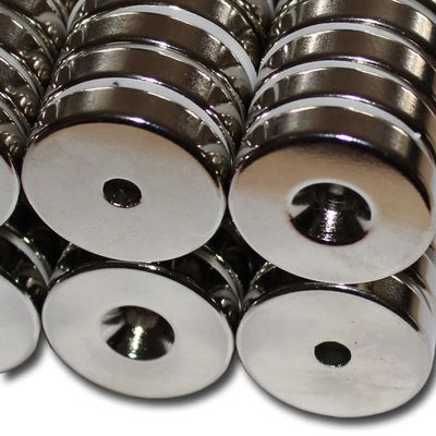 2 Neodymium Ring Magnets, 30 x 5.5 x 7 mm, Countersunk Bore, 14 kg Holding Force