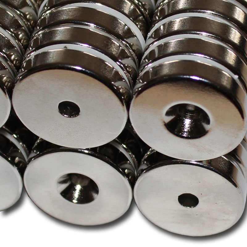 2 Neodymium Ring Magnets, 30 x 5.5 x 7 mm, Countersunk Bore, 14 kg Holding Force