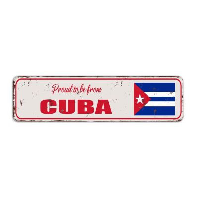 Rimego Cuba Street Sign, Vintage Retro “Proud to Be from Cuba,” 8 x 30 cm