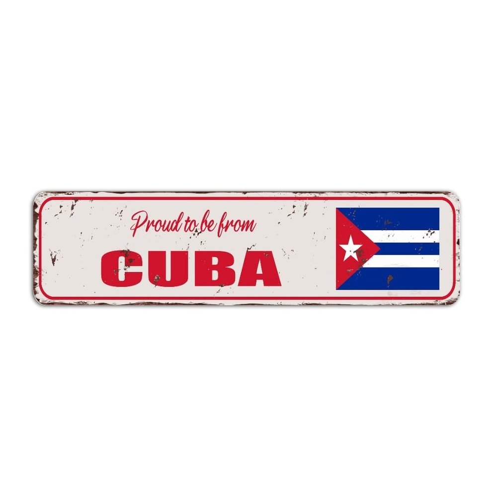 Rimego Cuba Street Sign, Vintage Retro “Proud to Be from Cuba,” 8 x 30 cm