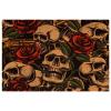 Set of 4 Washable Dining Table Placemats, Vintage Skull Rose Flower Pattern view 1