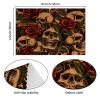 Set of 4 Washable Dining Table Placemats, Vintage Skull Rose Flower Pattern view 3