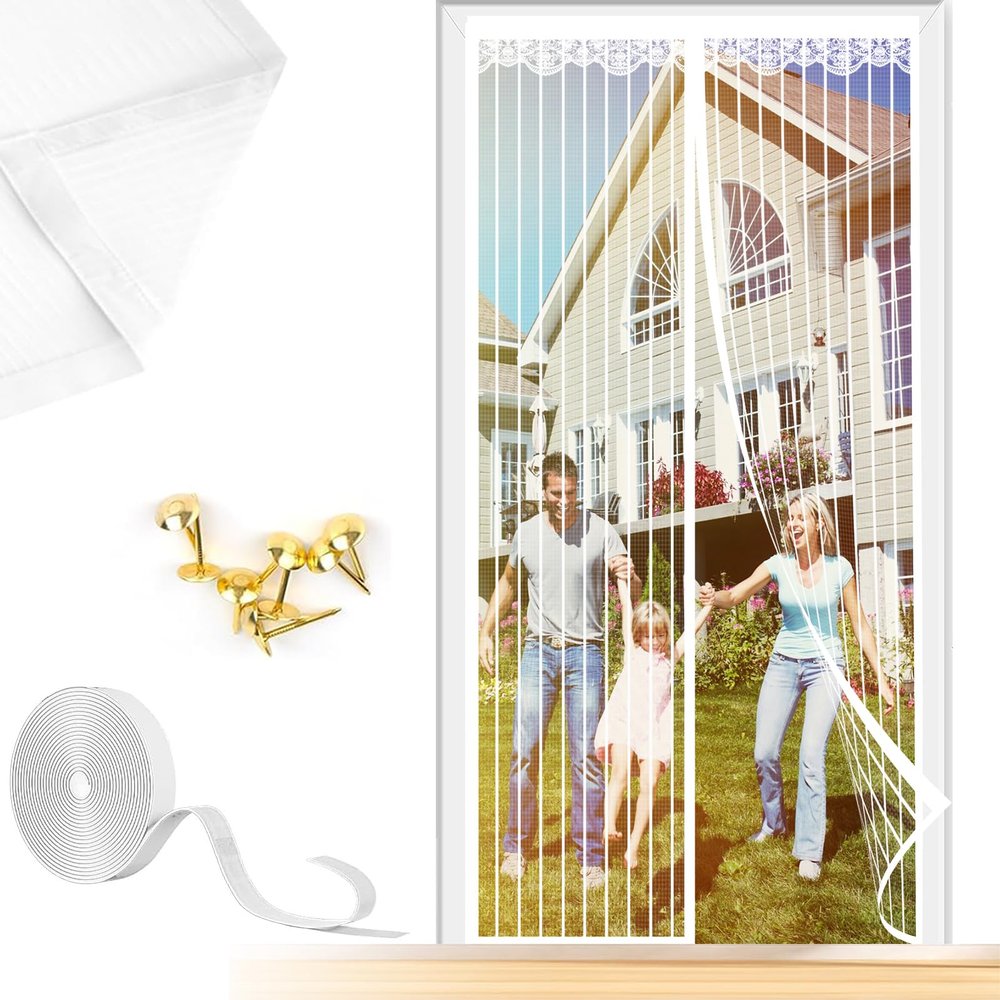 Magnetic Insect Screen Door, 75 x 225 cm, White Stripes