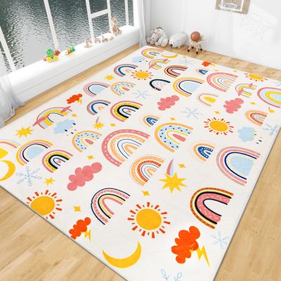LTKOUGFAM Soft Kids' Rug, Washable Rainbow Weather Design, Non-Slip, 150 x 198 cm