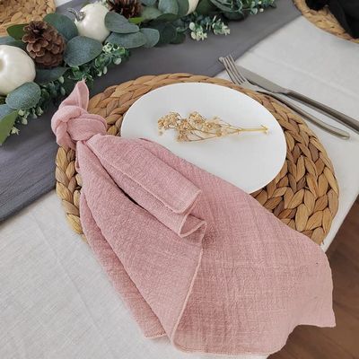 YOGAY Set of 4 Cotton Gauze Fabric Napkins with Sewn Edges